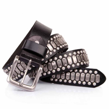 Punk Rock Studded Belt Real Leather