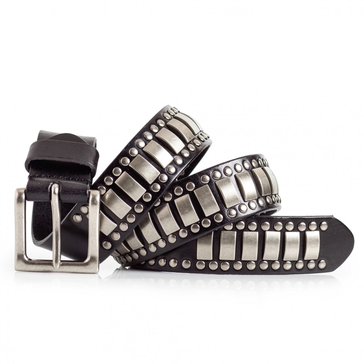 Stylish Black Leather Belt with Studs Sizes 30-44in | LATICCI