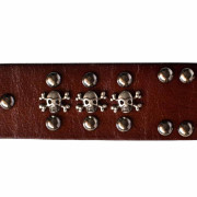 Brown Bullet Belt with Studs Real Leather