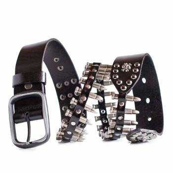 Mens Studded Belt with Bullet Studs Real Leather