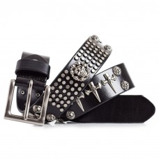 Punk Rock Studded Belt with Skulls and Swords 1.5in