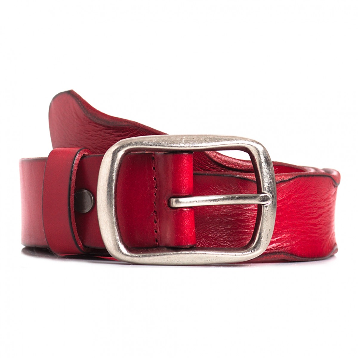 Womens Red Leather Casual Belt Sizes 28-42in | LATICCI