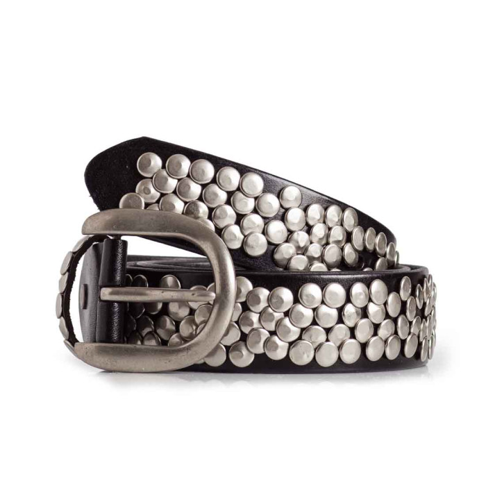 Womens Metal Studded Leather Belt for Jeans