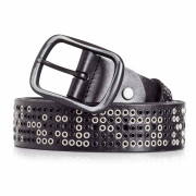 Mens Contrast Belt with Grommets Real Leather