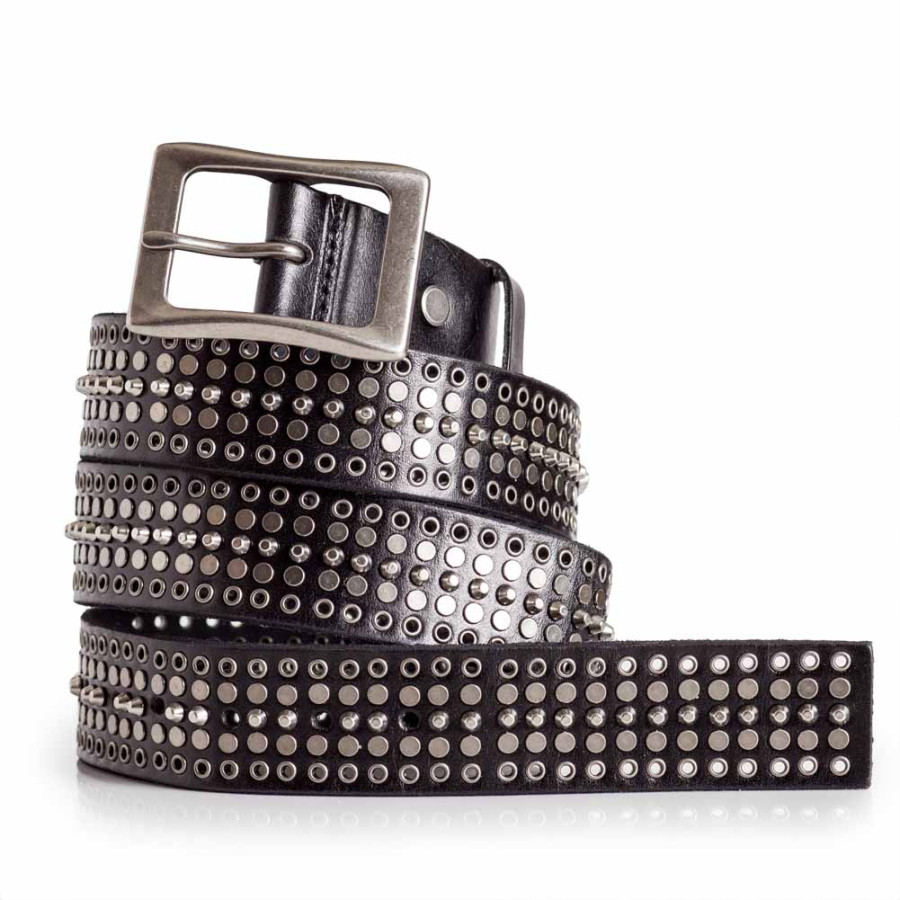 Silver Spikes Leather Belt