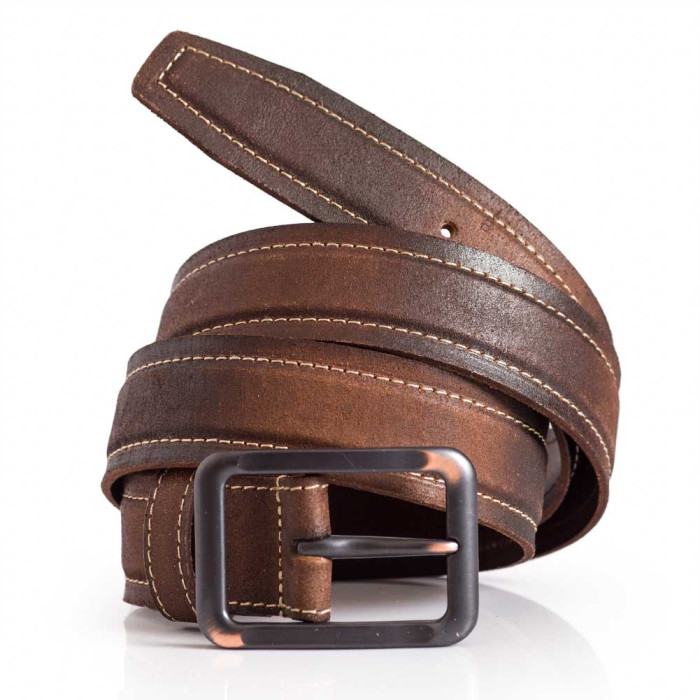 Mens Vintage Brown Leather Belt Cowhide Leather 1.5in