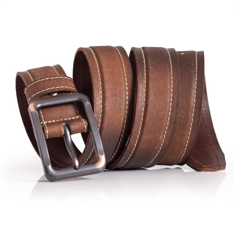 Vintage Distressed Leather Belt Brown Genuine Full Grain Leather Belt ...