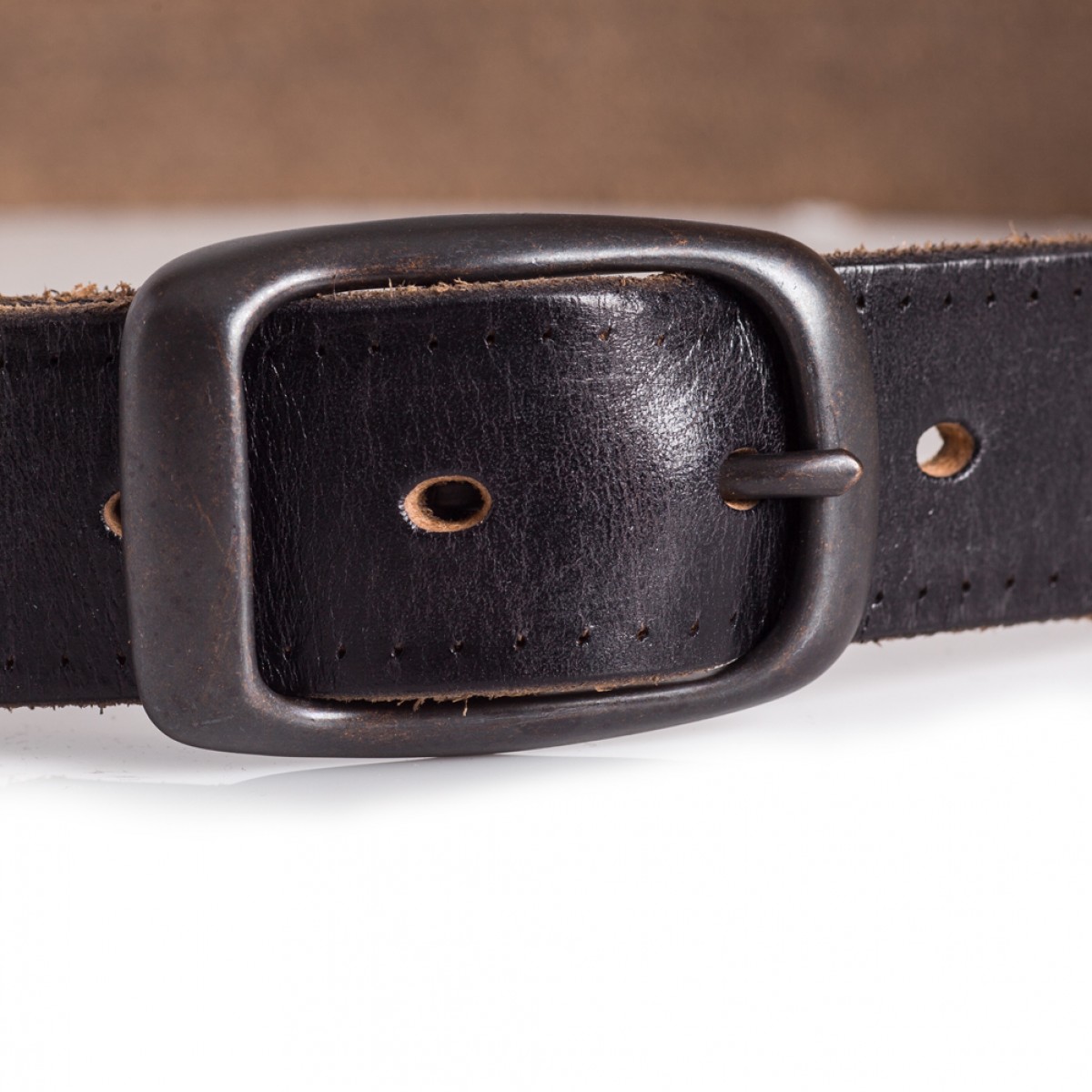 Jeans Leather Belt Raw Cowhide Black Sizes 28-42in | LATICCI