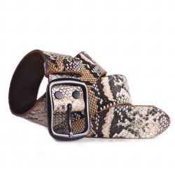 Python Snake Print Belt For Jeans 1.5in Cowhide Leather