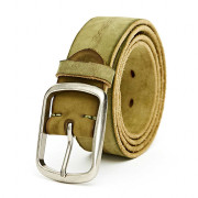 Green Leather Belt, Olive Green Belt, Green Leather Belt with Solid Brass Buckle, Full Grain Leather Belt Image 2