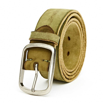 Green Leather Belt, Olive Green Belt, Green Leather Belt with Solid Brass Buckle, Full Grain Leather Belt, 1 1/2'' 