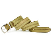 Green Leather Belt, Olive Green Belt, Green Leather Belt with Solid Brass Buckle, Full Grain Leather Belt Image 3