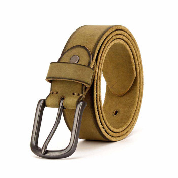 Mens Olive Green Leather Belt, Full Grain Belt for Men, Casual Belt