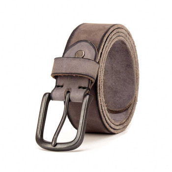 Men's Grey Leather Casual Belt