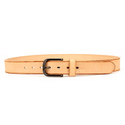 Tan Leather Belt with Antique Silver Finish Italian Full Grain Leather Image 4