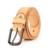 Tan Leather Belt with Antique Silver Finish Italian Full Grain Leather Image 2