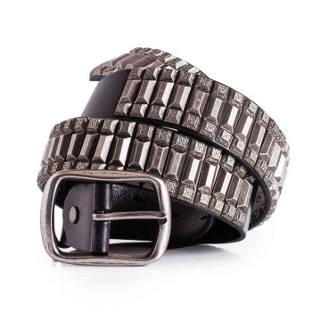 Mens Cool Belt, Studded Belt, Black and Silver, Rock Belt, Super Cool Belt, Premium Full Grain Leather