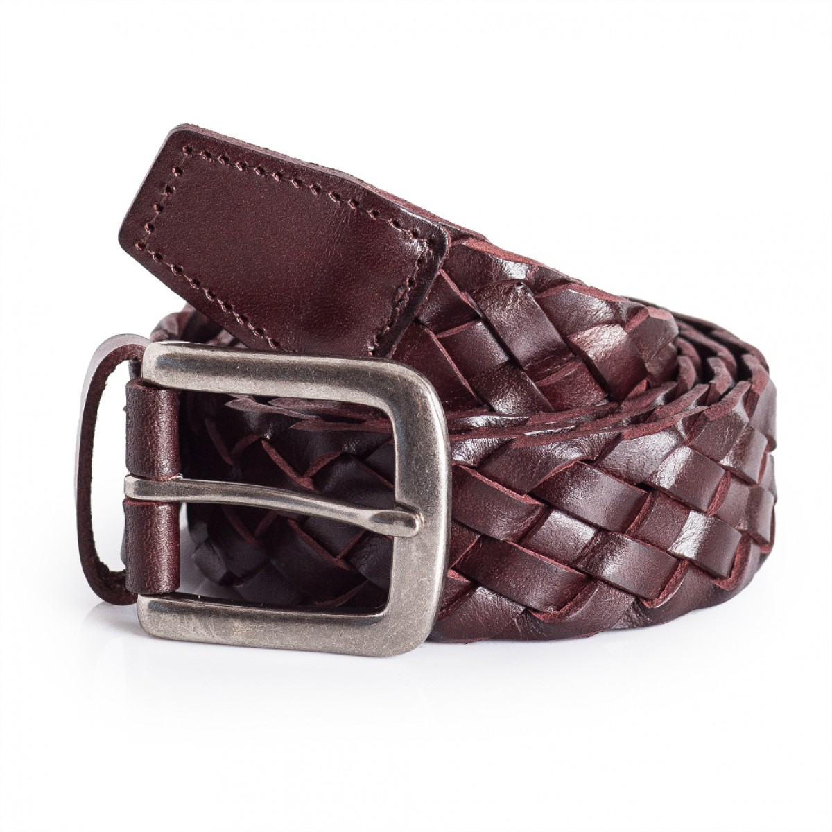 mens brown braided belt