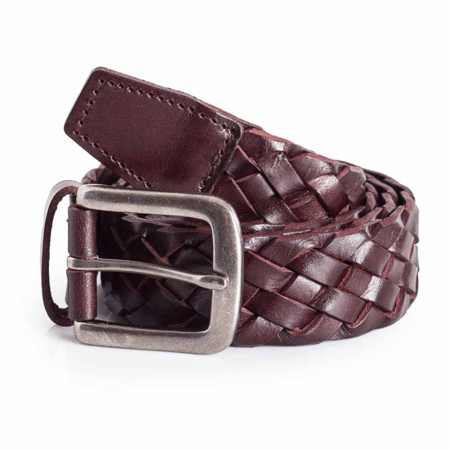 Mens Braid Leather Belt Hand Braid Real Leather Belt