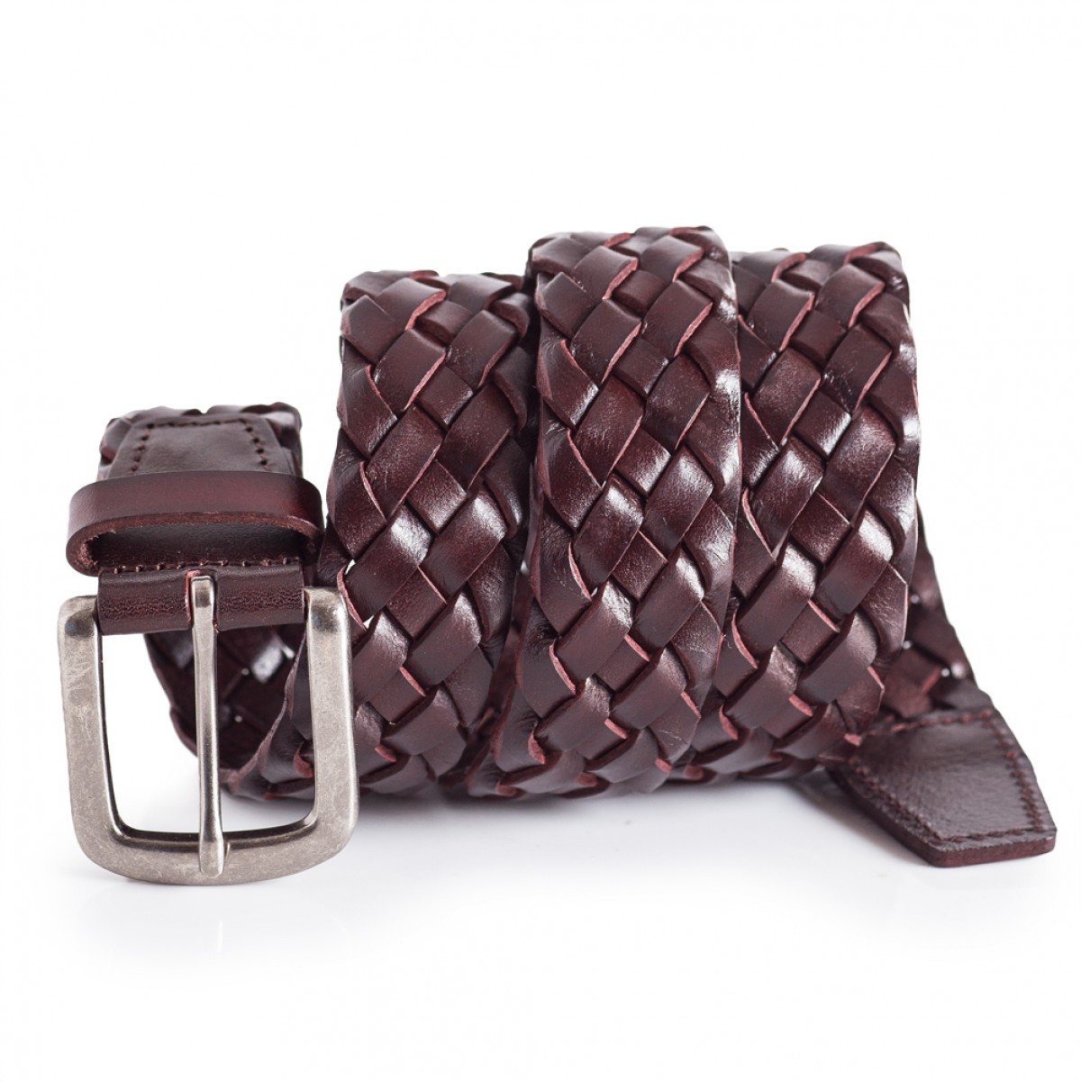 Mens Brown Leather Braided Belt 1.5&#39;&#39; Width | LATICCI