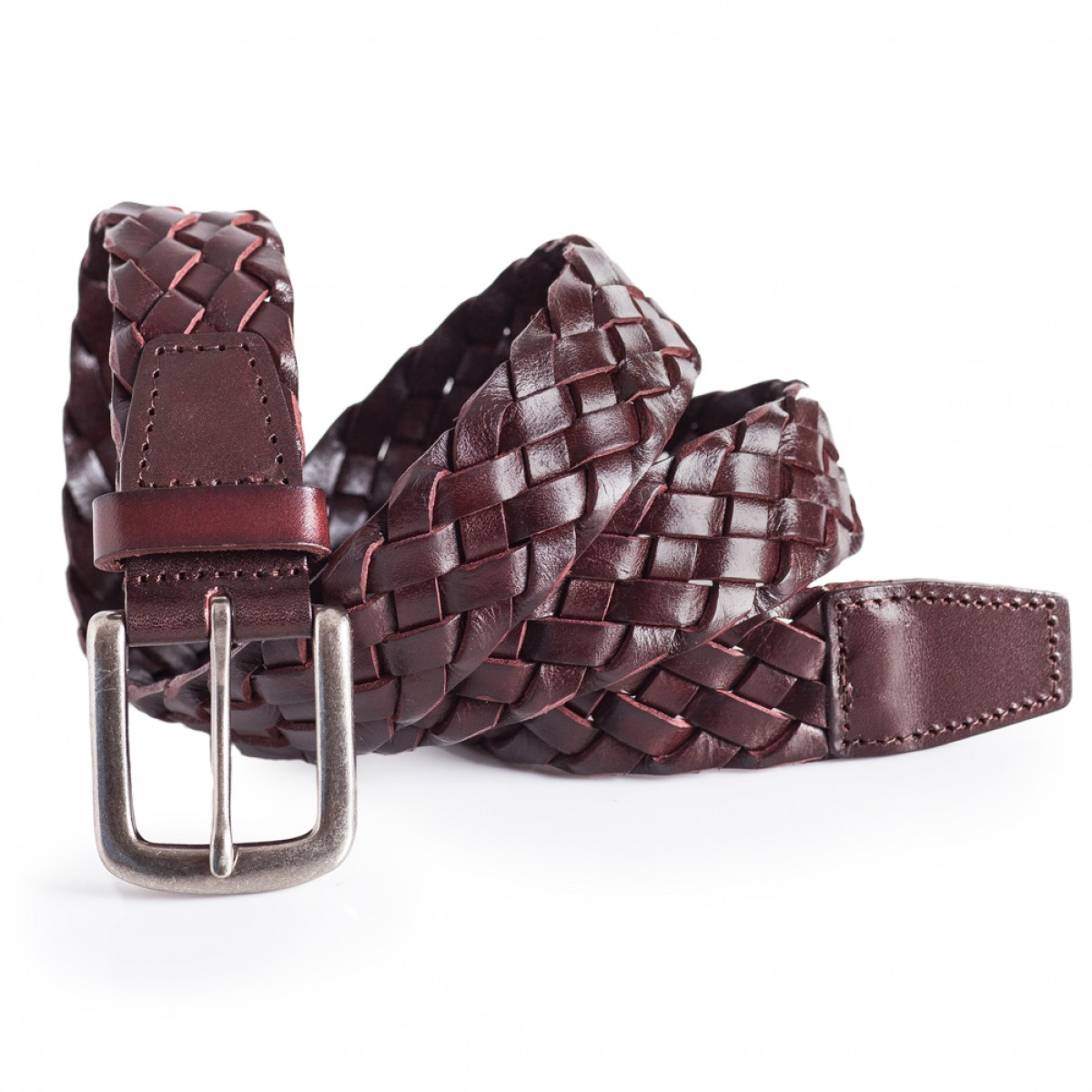 Mens Brown Leather Braided Belt 1.5&#39;&#39; Width | LATICCI