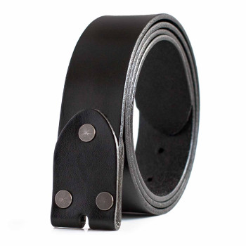 Black Belt Strap No Buckle 100% Genuine Full Grain Leather 