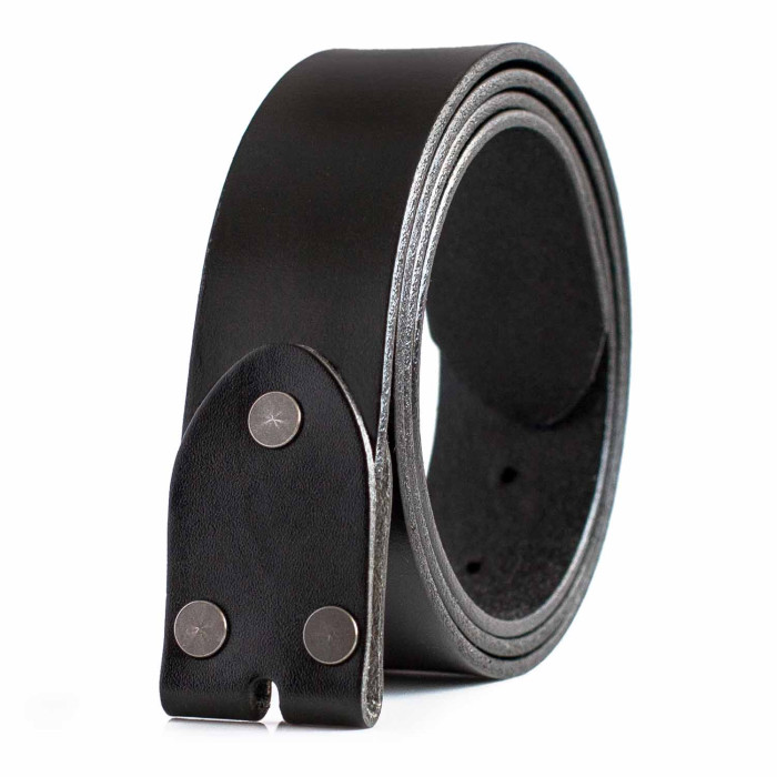 Black Belt Strap No Buckle Genuine Full Grain Leather 