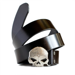 Black Belt with Skull Buckle, Diamond Skull Belt, Premium Leather Belt