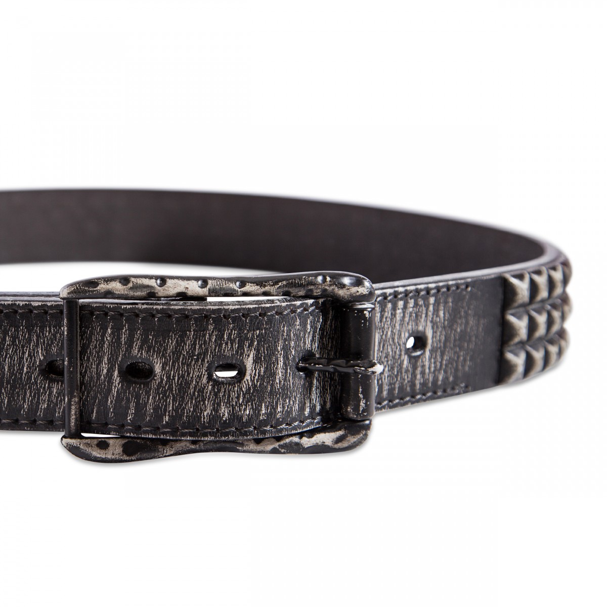 Triple Row Pyramid Stud Distressed Leather Belt 1.5in Width Sizes 30 ...