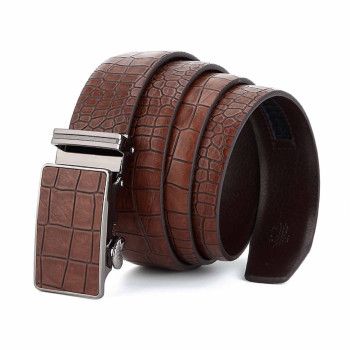 Croc Dress Belt for Men Brown with Automatic Buckle