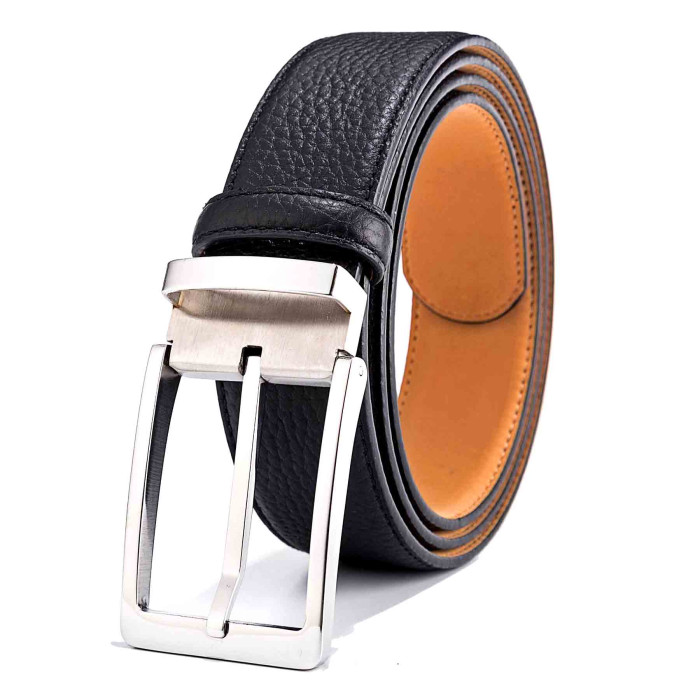 Men's Suit Belt Polished Silver Buckle