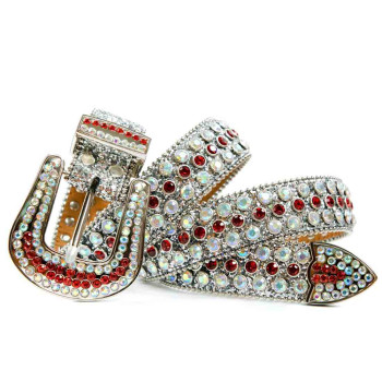 Silver Rhinestone Belt with Red Stones