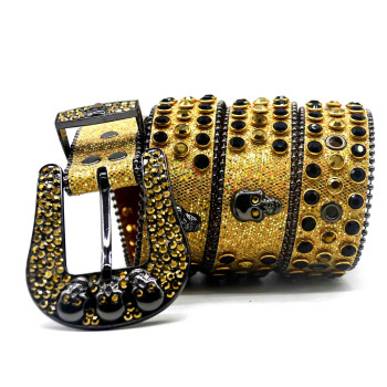 Gold Bling Belt with Rhinestones and Skulls