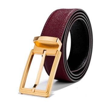 Mens Leather Reversible Belt Gold Steel Buckle Italian Leather 1.5