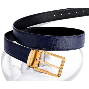 Mens Reversible Chino Belt Gold Buckle Italian Leather 1.5"