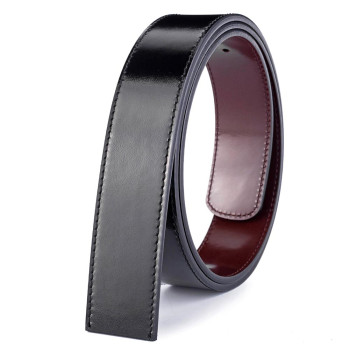 Patent Leather Reversible Belt No Buckle 1.3"