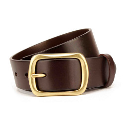 Womens Casual Leather Belt Gold Buckle