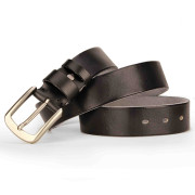 Black Leather Casual Belt for Men