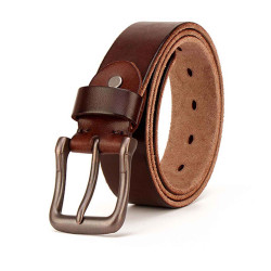 Mens Brown Leather Rugged Wear Belt