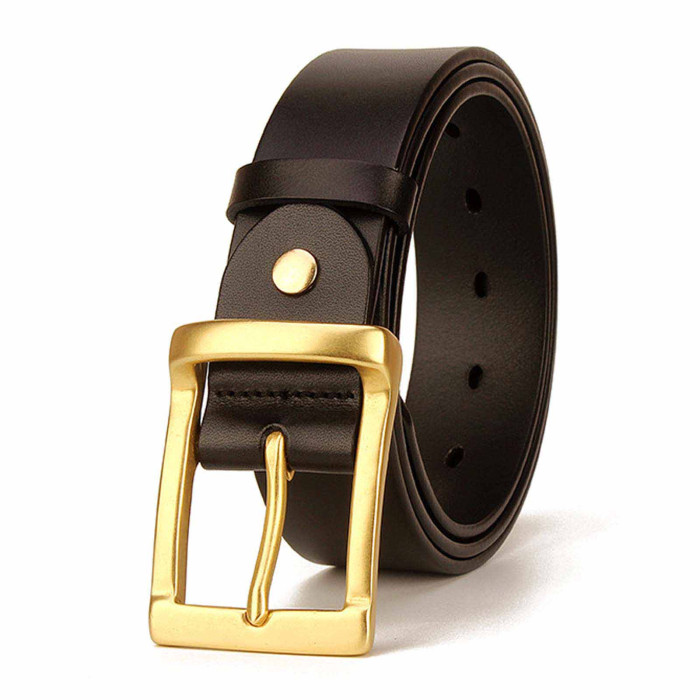 Womens Black Leather Belt for Jeans