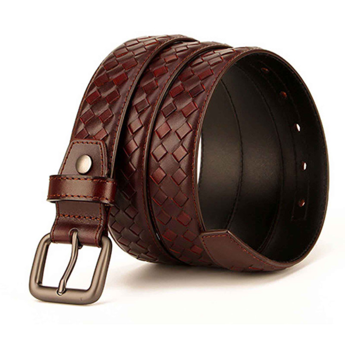 Mens Stylish Braided Belt Brown