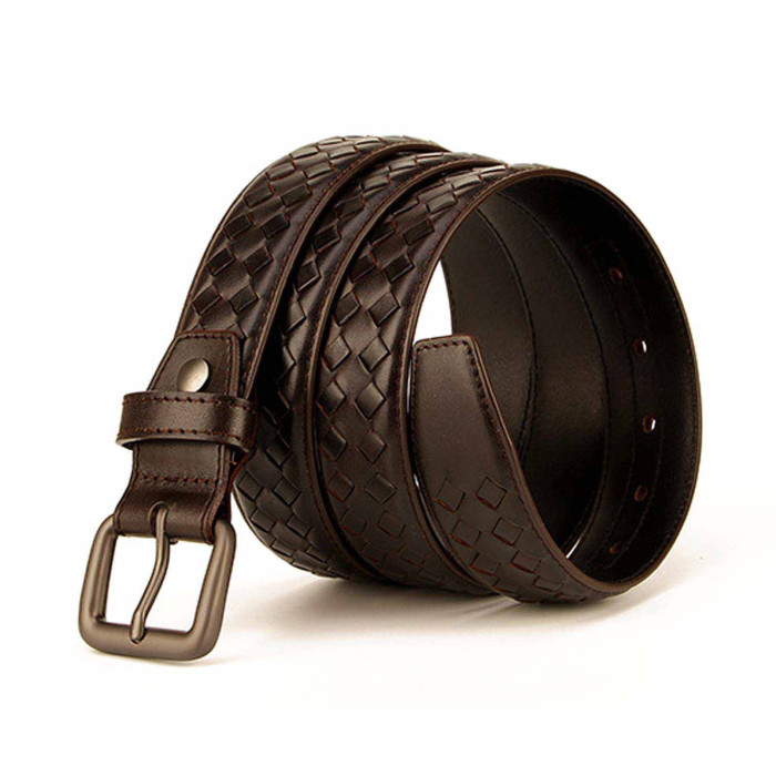 Mens Stylish Braided Belt Dark Brown