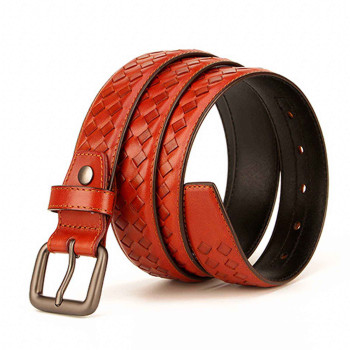 Mens Stylish Braided Belt Red