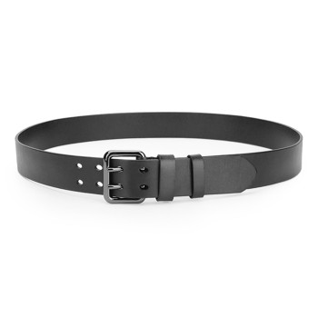 Double Prong Leather Belt Heavy Duty Belt for Men Black