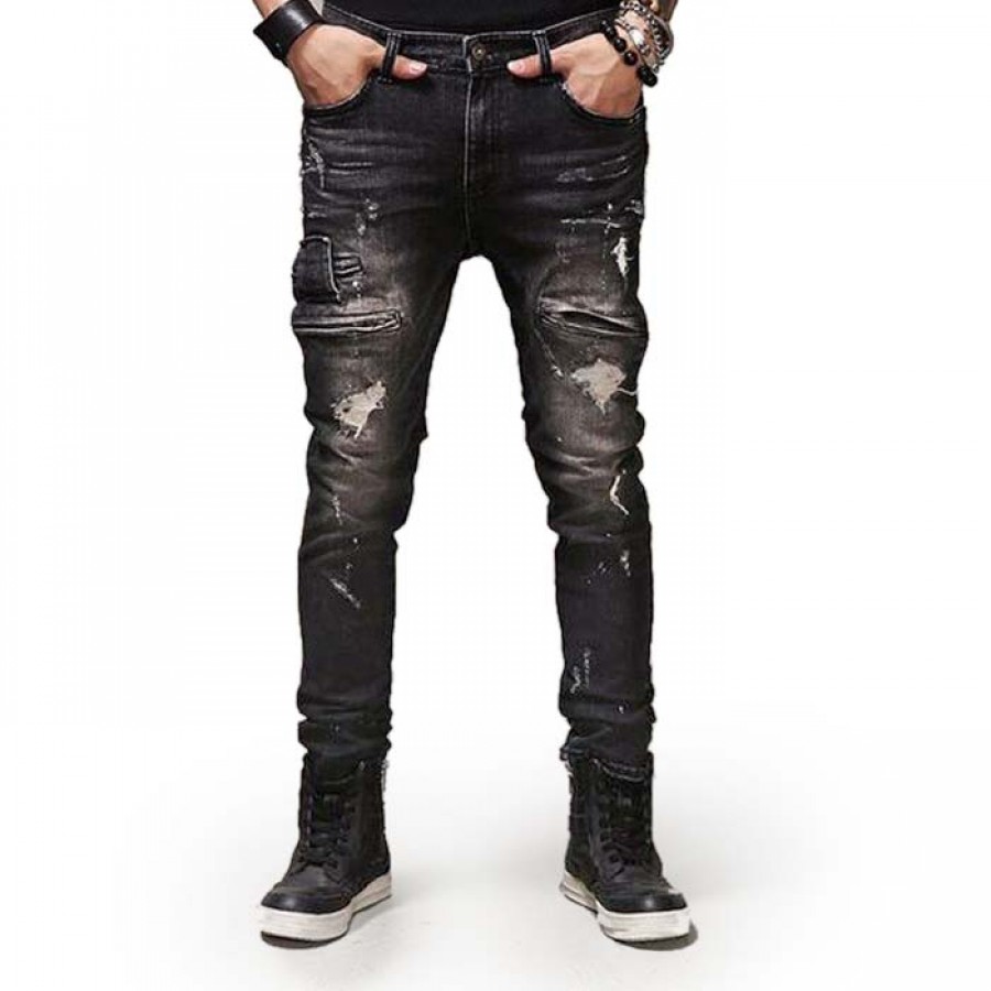 Mens Ripped Jeans Black Sizes 30-38 | LATICCI