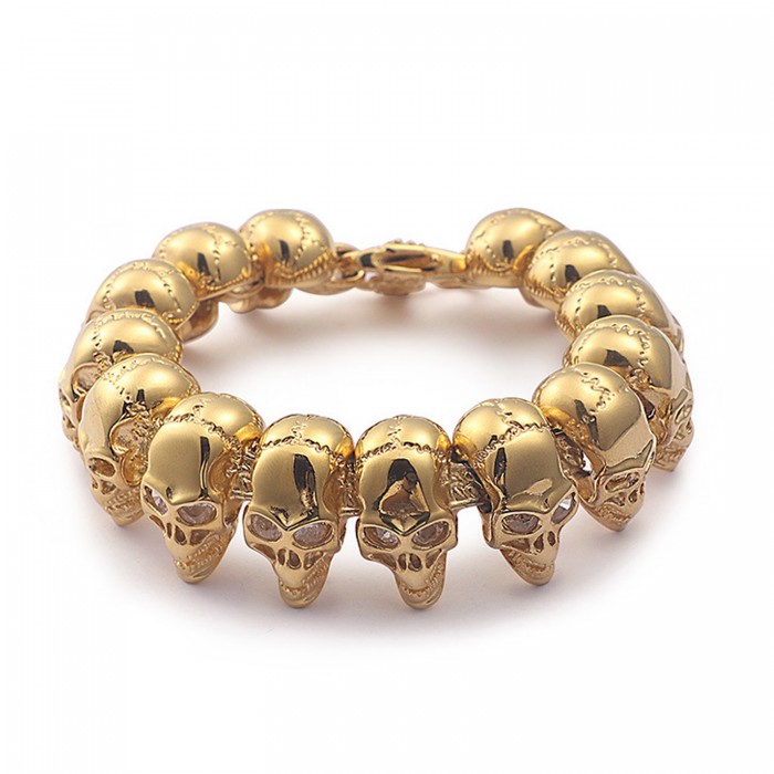 Mens Skull Bracelet Stainless Steel 