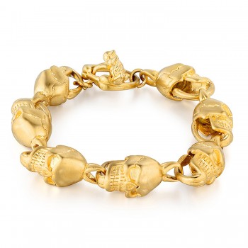 Mens Gold Skull Bracelet