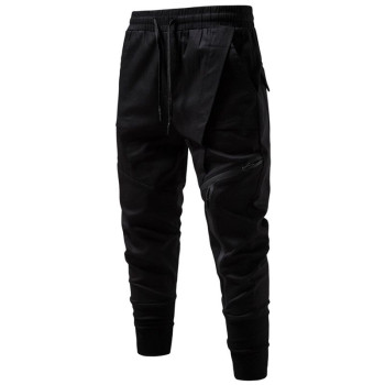 Mens Black Joggers with Straps