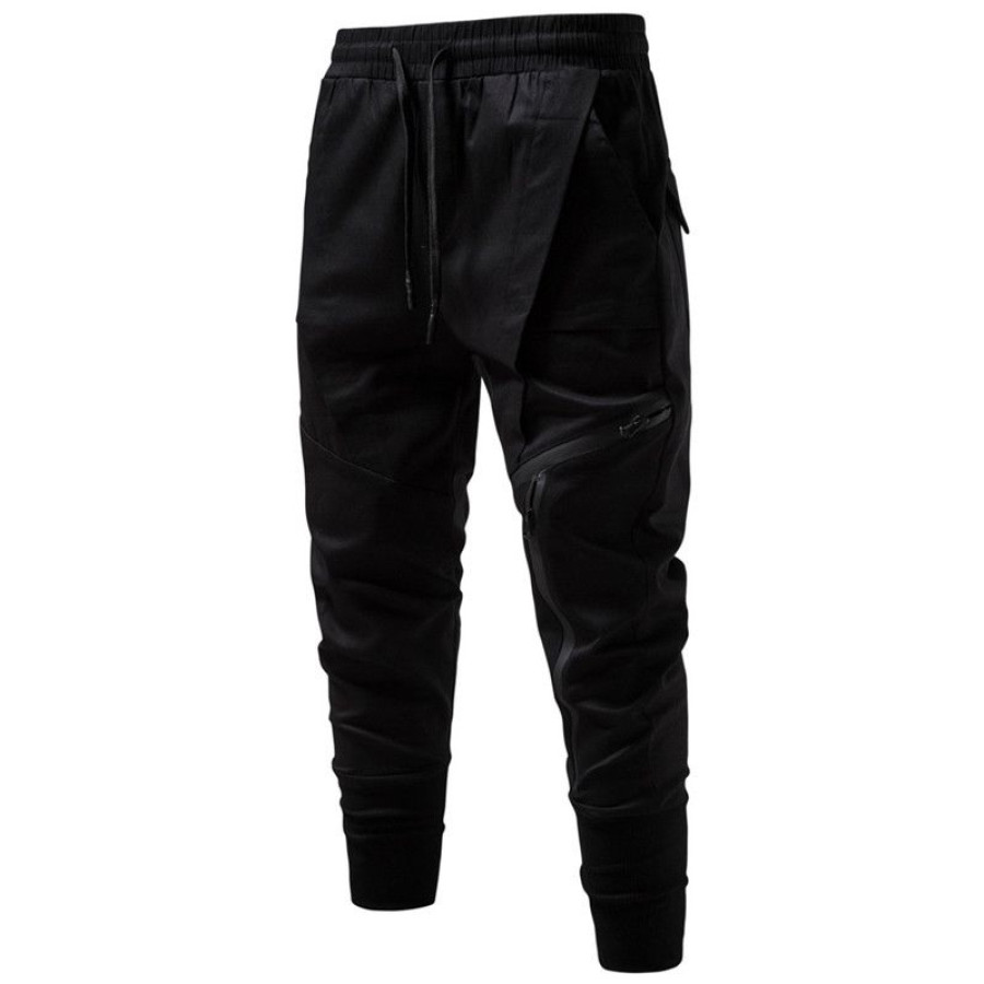 Mens Classic Black Rock Multi Pockets Clubwear Cool Cargo Casual Jogger  Pants