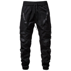 Mens Black Joggers with Straps